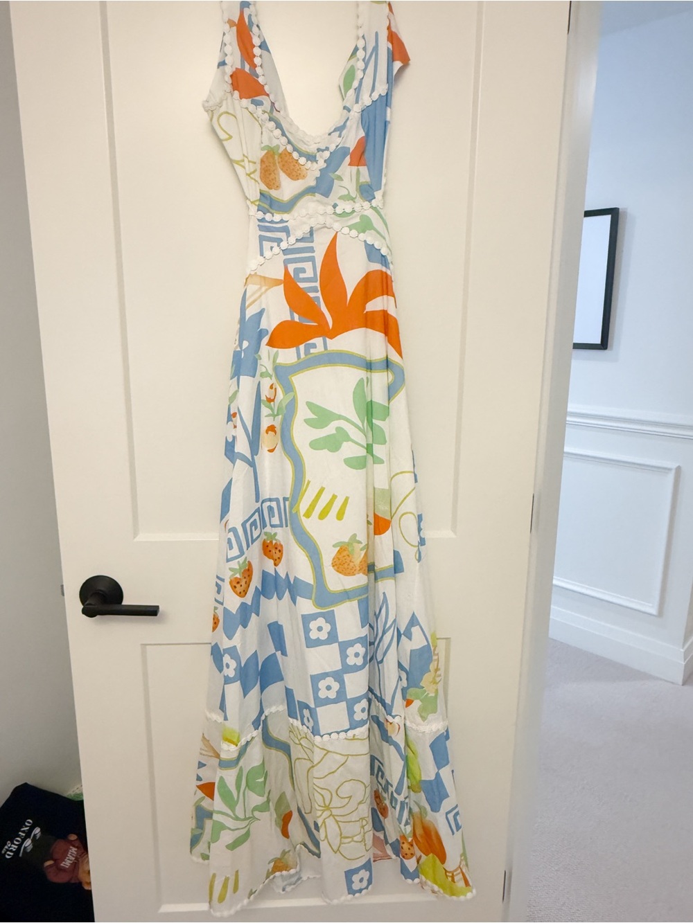 NWT, Petal & Pup White Multi-Color Backless Maxi Dress, M